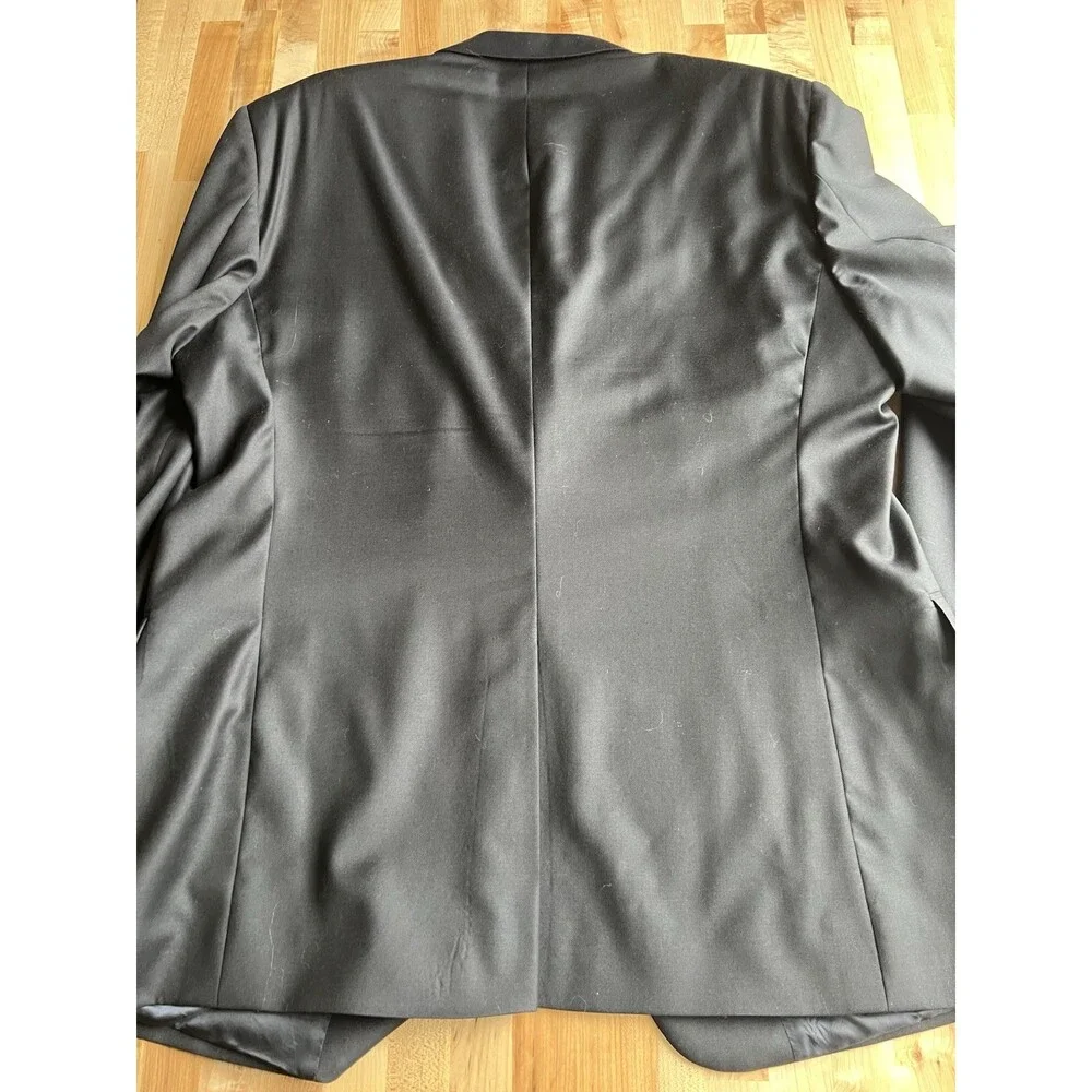 Jos A Bank Men's Worsted 100% Wool Blazer Jacket  2 Button Black 48L